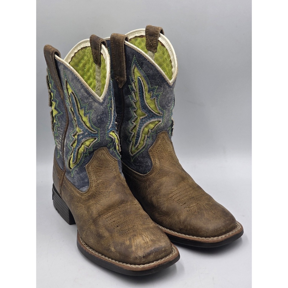 Ariat Youth Boys' Western Boots 10040259 Sq Toe Brown Neon Size 12 Wiggle Room